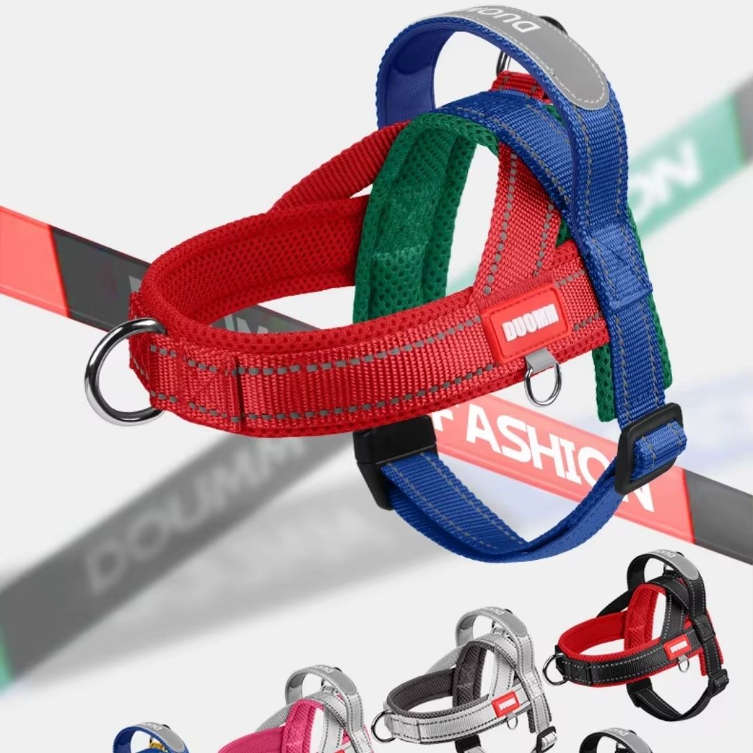 Coleira Peitoral Estilo Sela para Cães Pequenos, Médios e Grandes | Ideal para Caminhadas Seguras ao Ar Livre | Distribui a Pressão Sem Machucar | Ajustável e Confortável