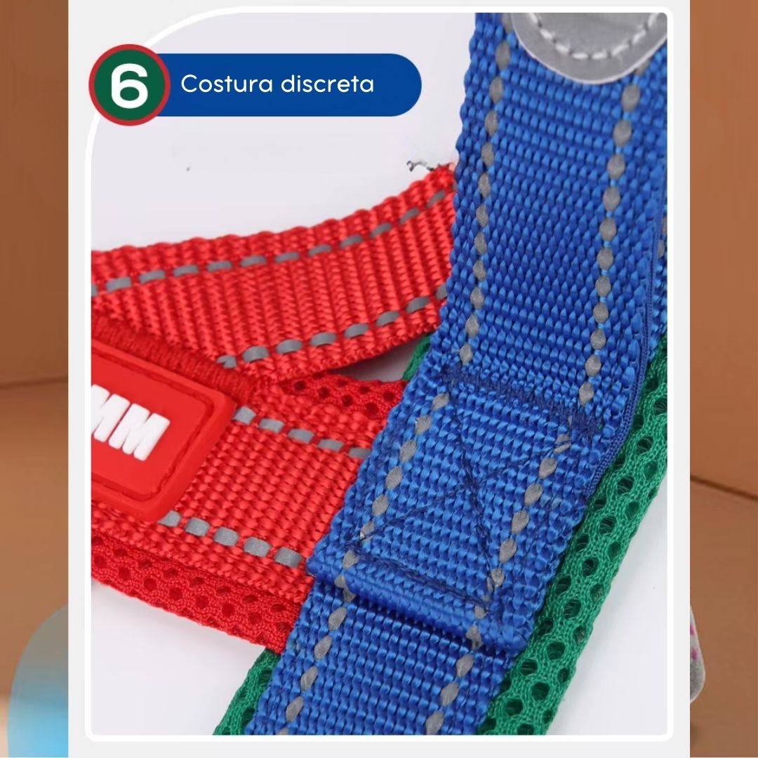 Coleira Peitoral Estilo Sela para Cães Pequenos, Médios e Grandes | Ideal para Caminhadas Seguras ao Ar Livre | Distribui a Pressão Sem Machucar | Ajustável e Confortável