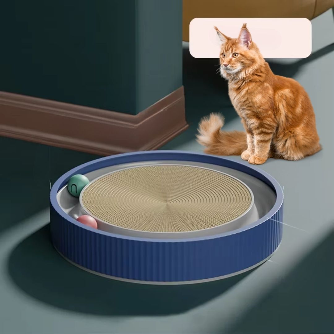 Arranhador Redondo com Cama e Bola Interativa para Gatos | Para Gatos de Todas as Idades | Estimula o Instinto Natural de Arranhar e Proporciona Conforto | Design Durável com Superfície Substituível
