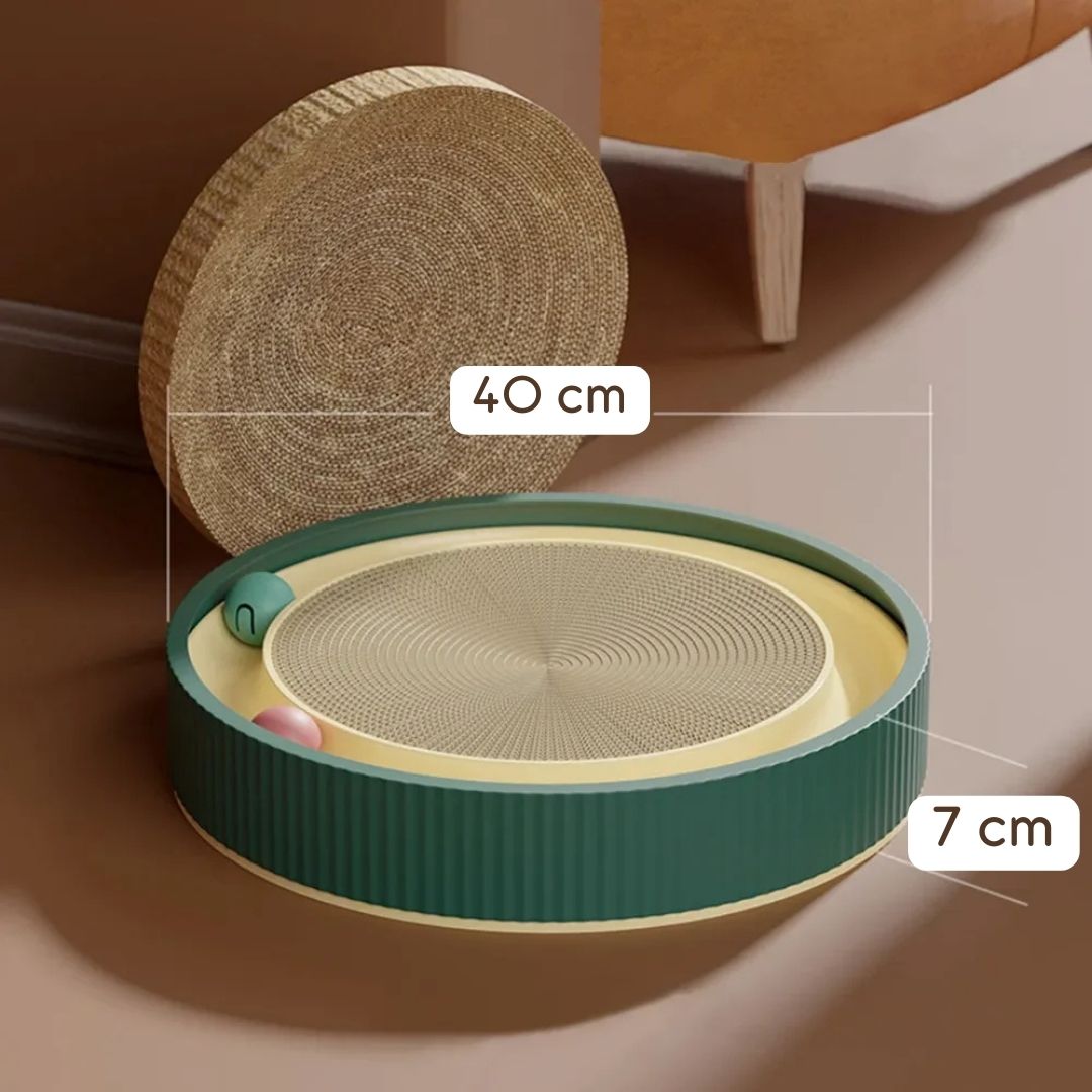 Arranhador Redondo com Cama e Bola Interativa para Gatos | Para Gatos de Todas as Idades | Estimula o Instinto Natural de Arranhar e Proporciona Conforto | Design Durável com Superfície Substituível