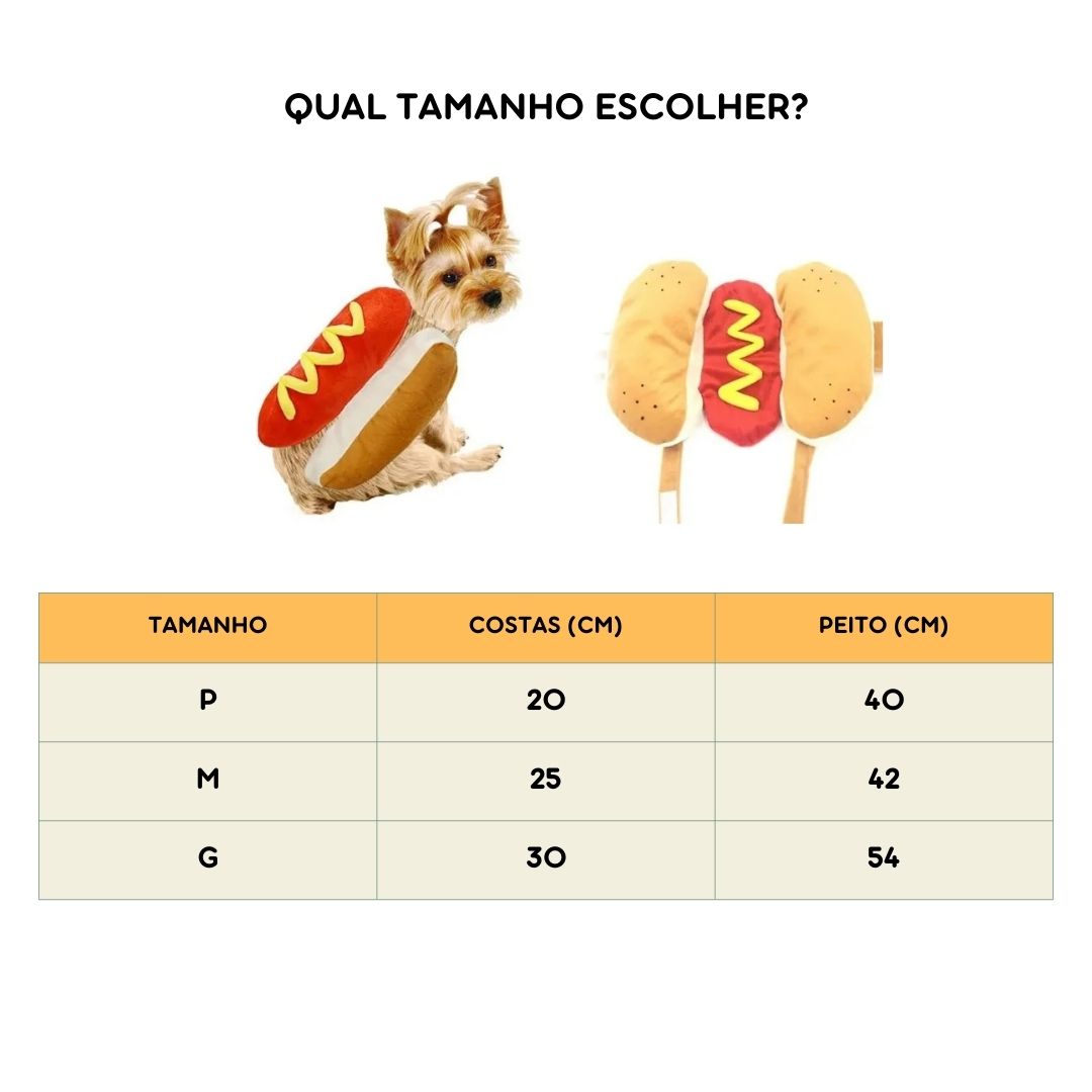 Fantasia de Hot Dog para Cães e Gatos