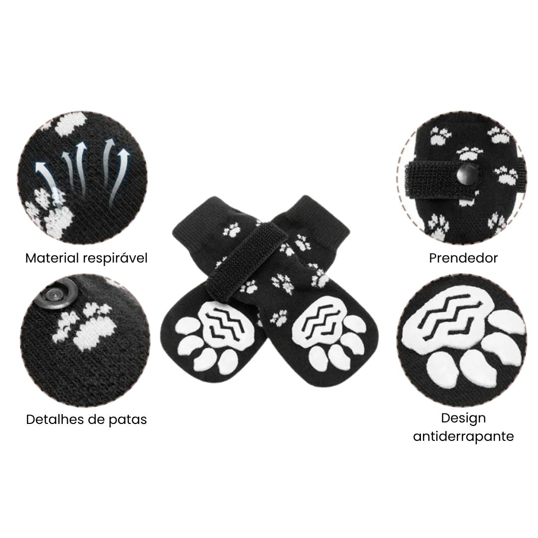 Meias Antiderrapantes para Cães com Alça Ajustável – Conforto e Segurança para Patinhas