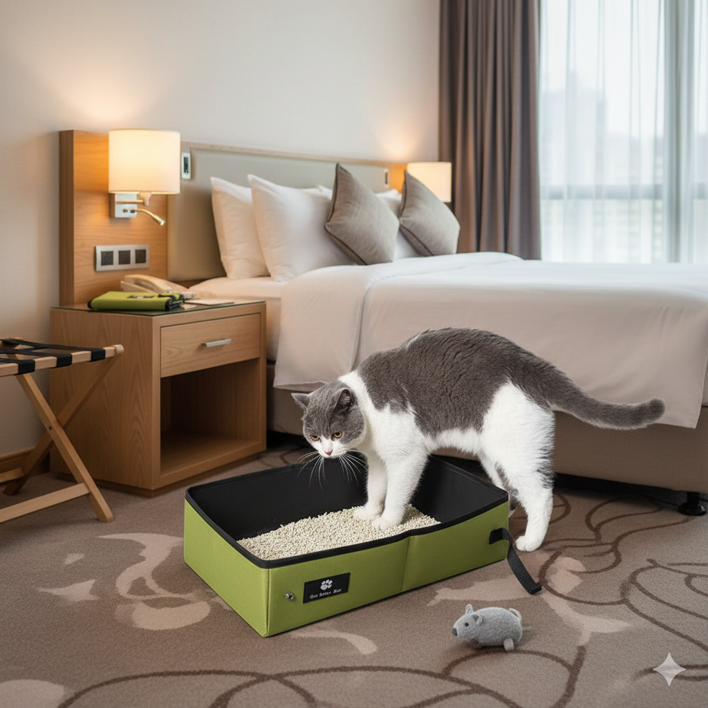 Caixa de Areia Portátil para Gatos – Dobrável, Prática e Confortável para Viagens e Passeios