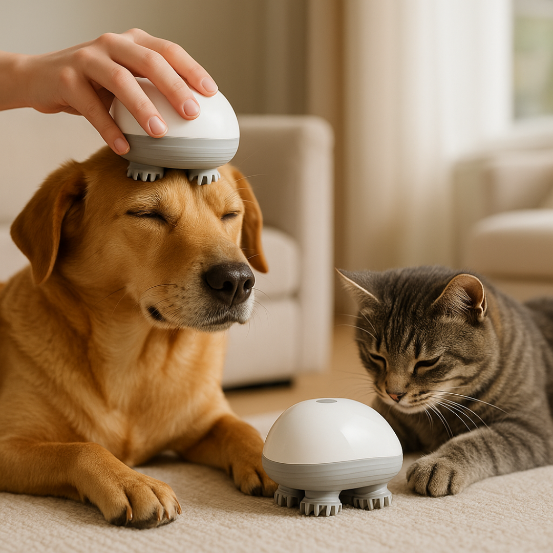 Massageador Elétrico Portátil para Pets Ansiosos – Uso Seco e Molhado