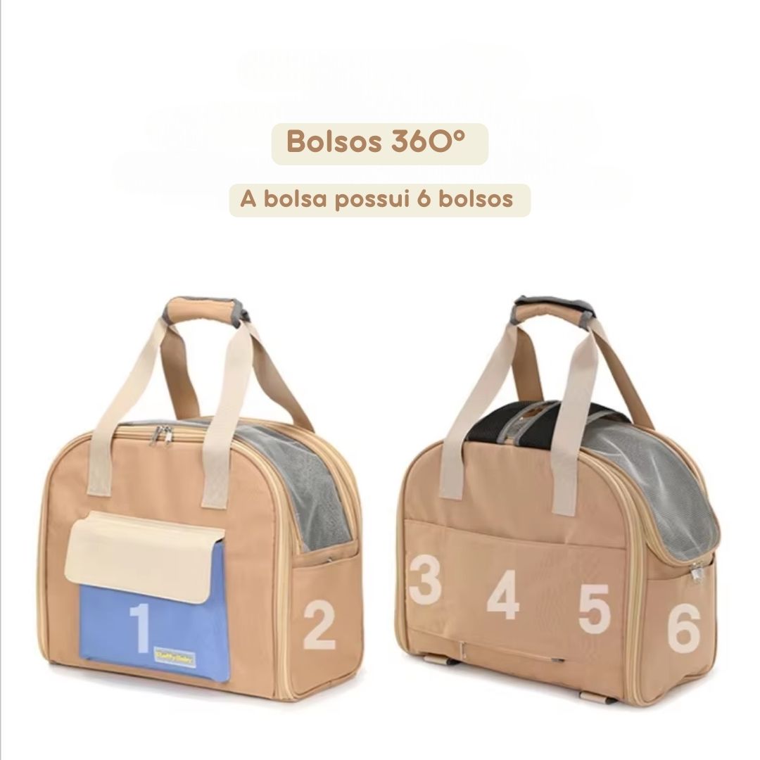 Bolsa de Transporte Expansível para Gatos e Cães – Mochila de Viagem com Túnel Expansível e Alças Ajustáveis para Conforto e Praticidade