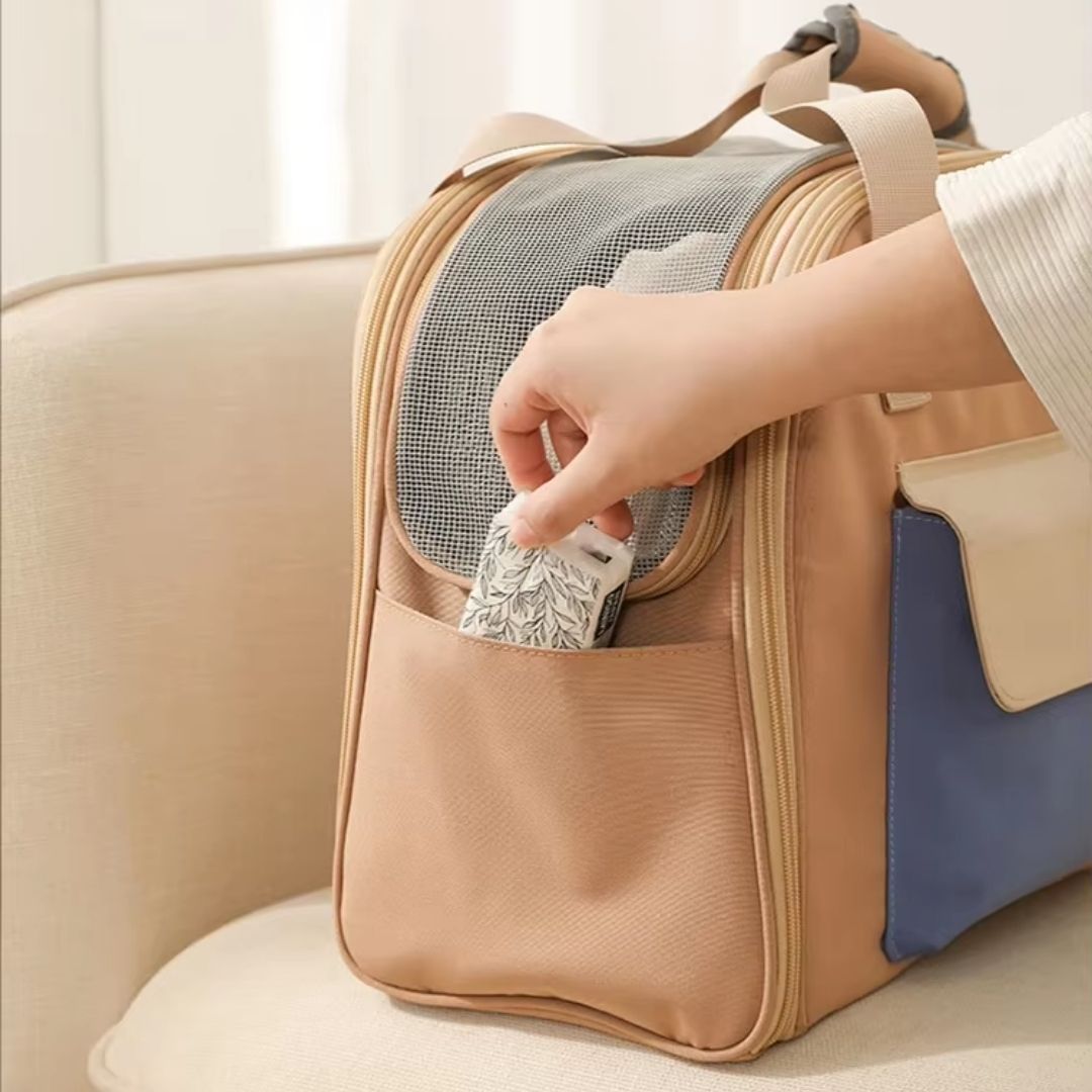 Bolsa de Transporte Expansível para Gatos e Cães – Mochila de Viagem com Túnel Expansível e Alças Ajustáveis para Conforto e Praticidade