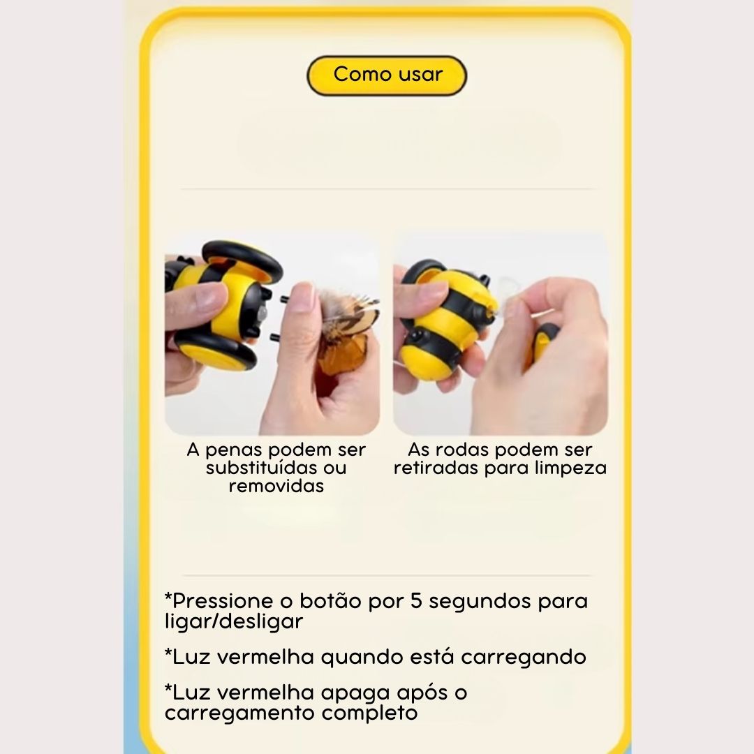 Brinquedo Interativo Inteligente em Formato de Carro para Gatos | Para Gatos de Todas as Idades | Estimula a Caça e Alivia o Tédio | Design Elétrico com Movimento Automático e Recarga USB