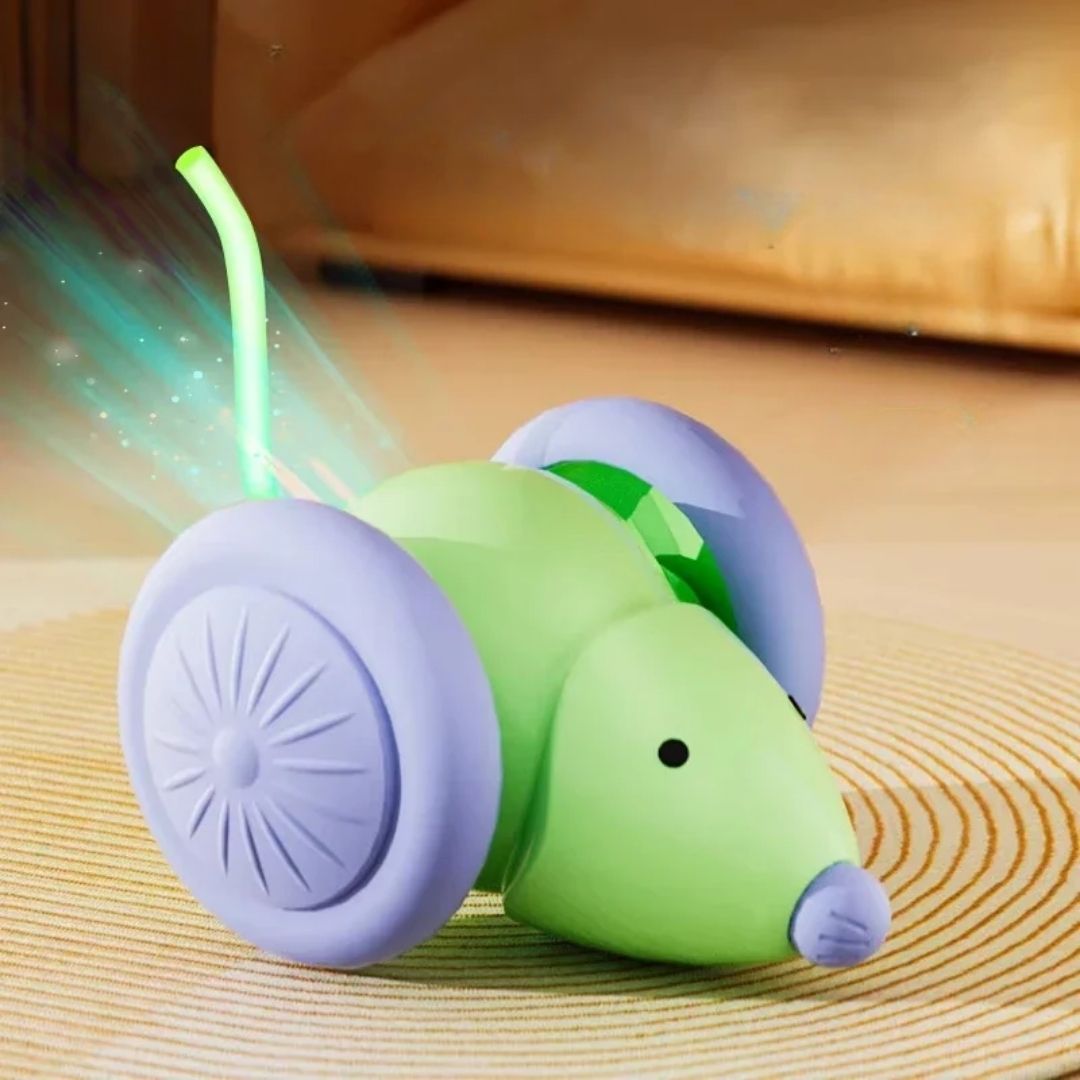 Ratinho Inteligente para Gatos – Brinquedo Automático e Silencioso com Sensor de Obstáculos