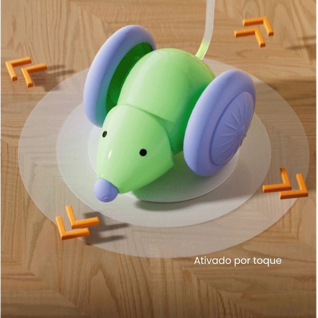 Ratinho Inteligente para Gatos – Brinquedo Automático e Silencioso com Sensor de Obstáculos