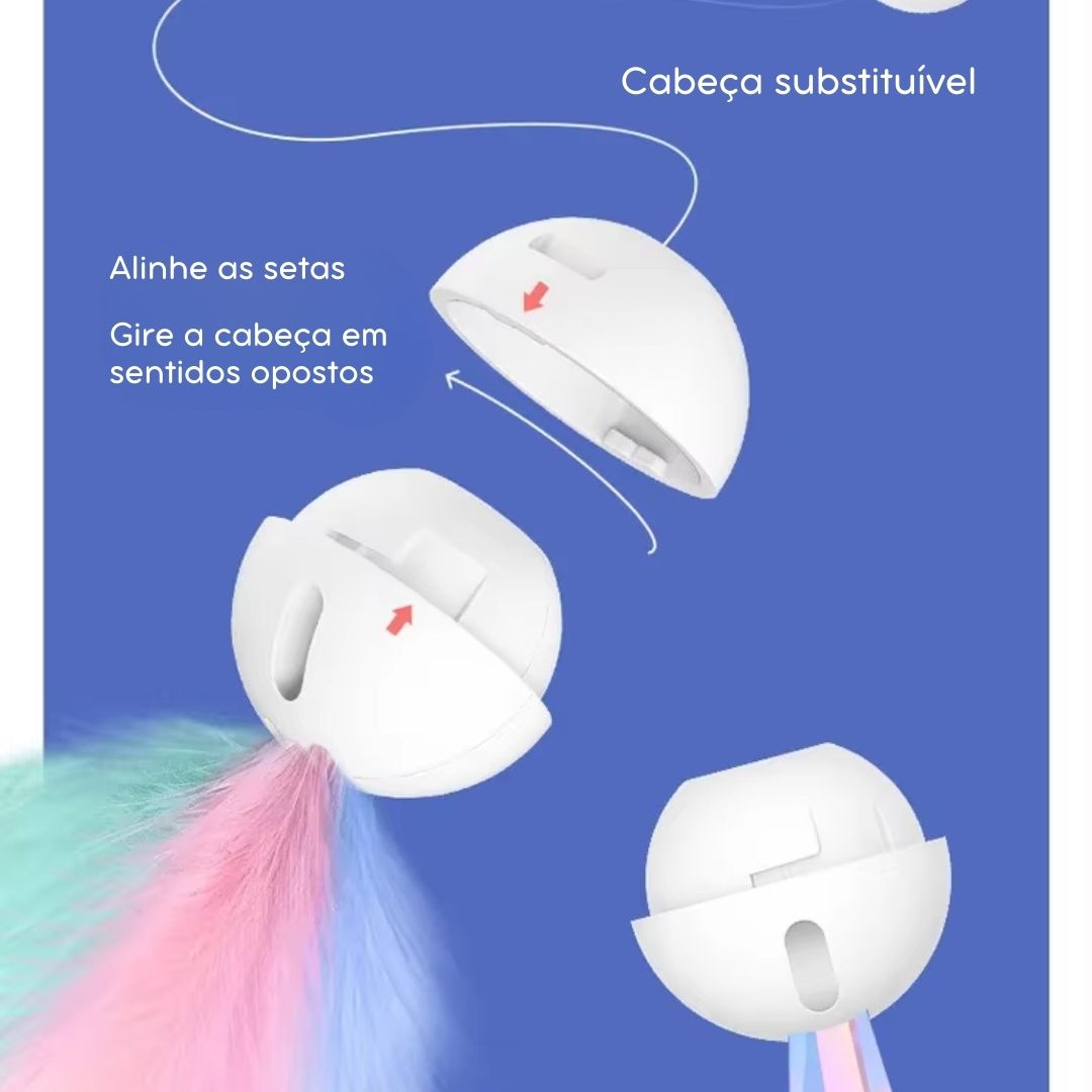 Varinha Interativa com Pena e Catnip para Gatos | Para Gatos de Todas as Idades | Estimula a Atividade Física e a Diversão Autônoma | Design com Movimento por Gravidade e Sino Atrativo