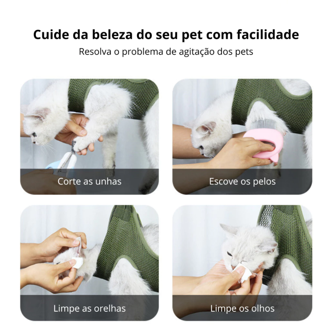Rede de Contenção para Gatos e Cachorros – Ideal para Corte de Unhas, Banho e Tosa, com Proteção Anti-Arranhões e Mordidas