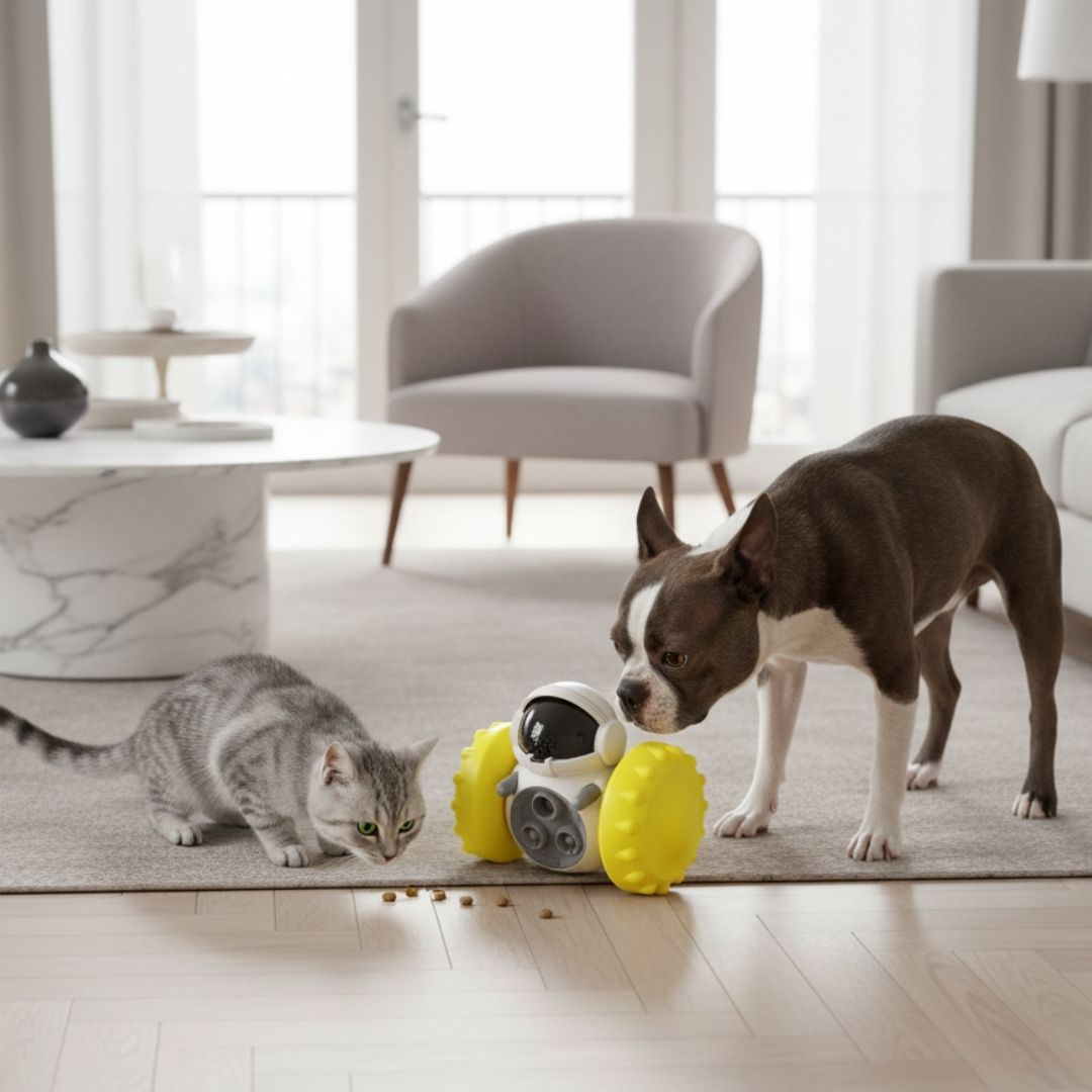 Brinquedo Dispenser de Petiscos Robô para Pets – Estímulo Mental e Físico