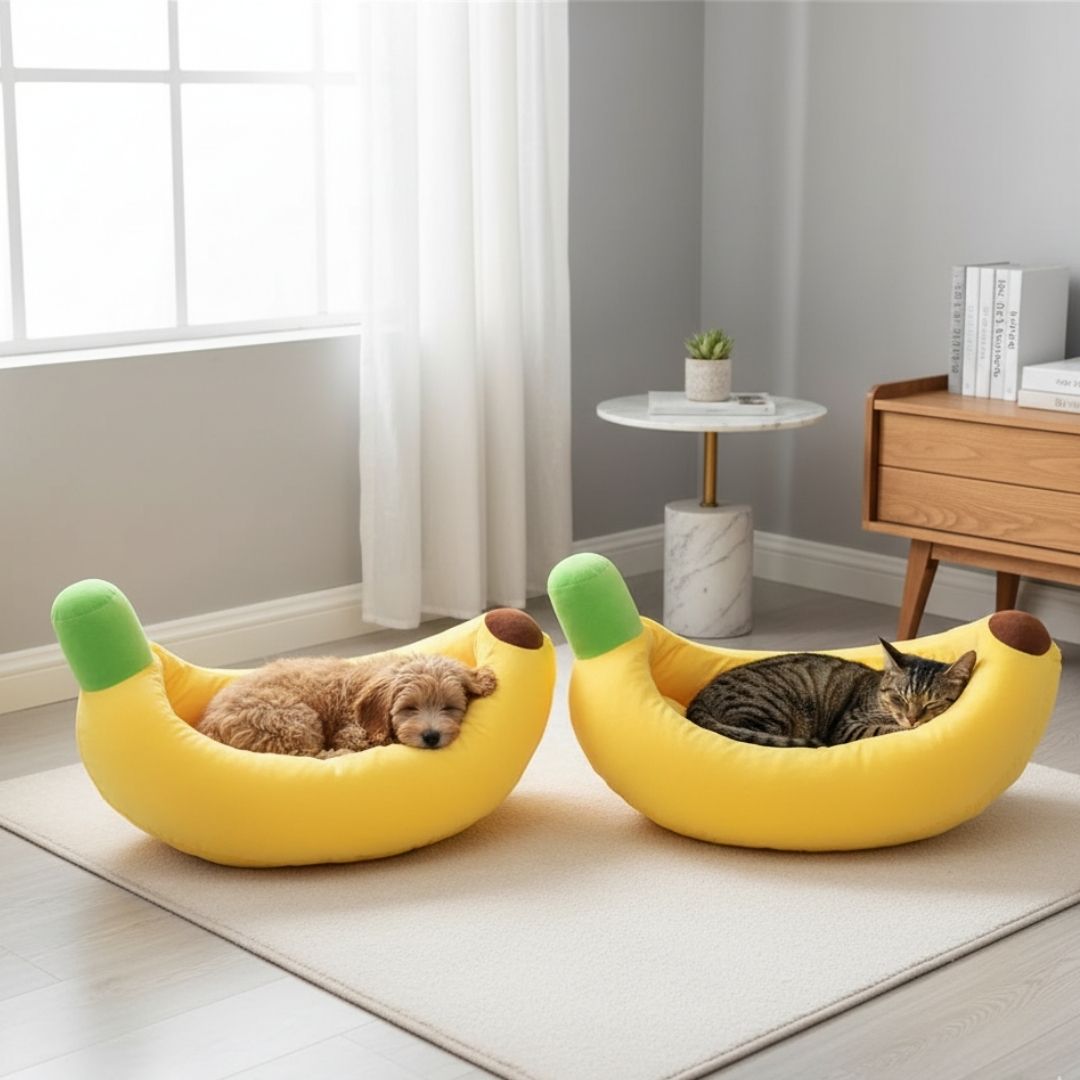 Cama Banana para Pets – Diversão e Aconchego em Tecido Macio