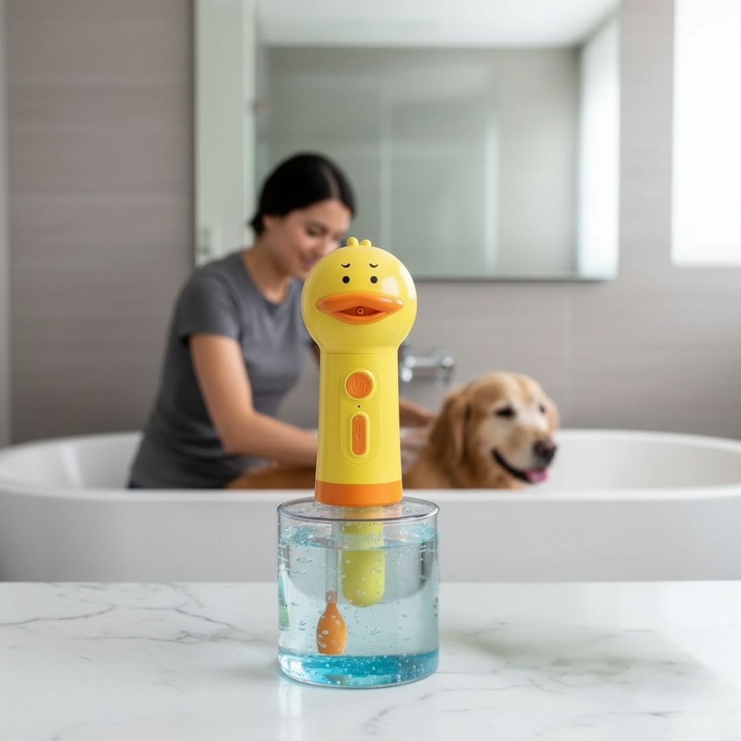 Dispenser Elétrico de Shampoo para Pets – Banho Prático com Aplicação Uniforme