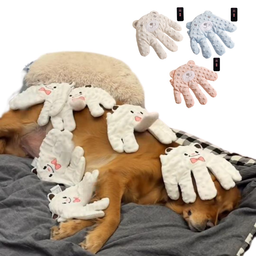 Luva Calmante com Controle Remoto para Cães e Gatos | Ideal para Acalmar e Ninar Pets | Simula Carinhos com Movimento Suave | Enchimento Térmico de Grãos Naturais