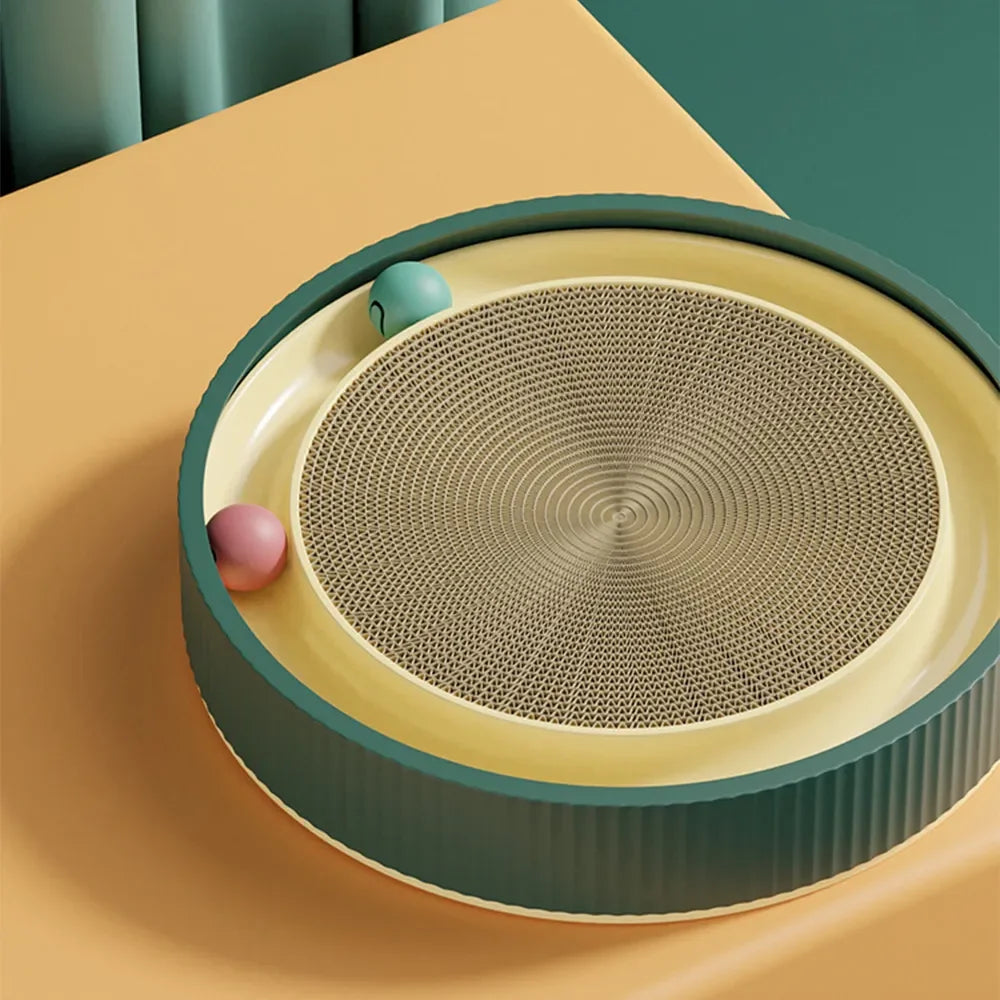 Arranhador Redondo com Cama e Bola Interativa para Gatos | Para Gatos de Todas as Idades | Estimula o Instinto Natural de Arranhar e Proporciona Conforto | Design Durável com Superfície Substituível