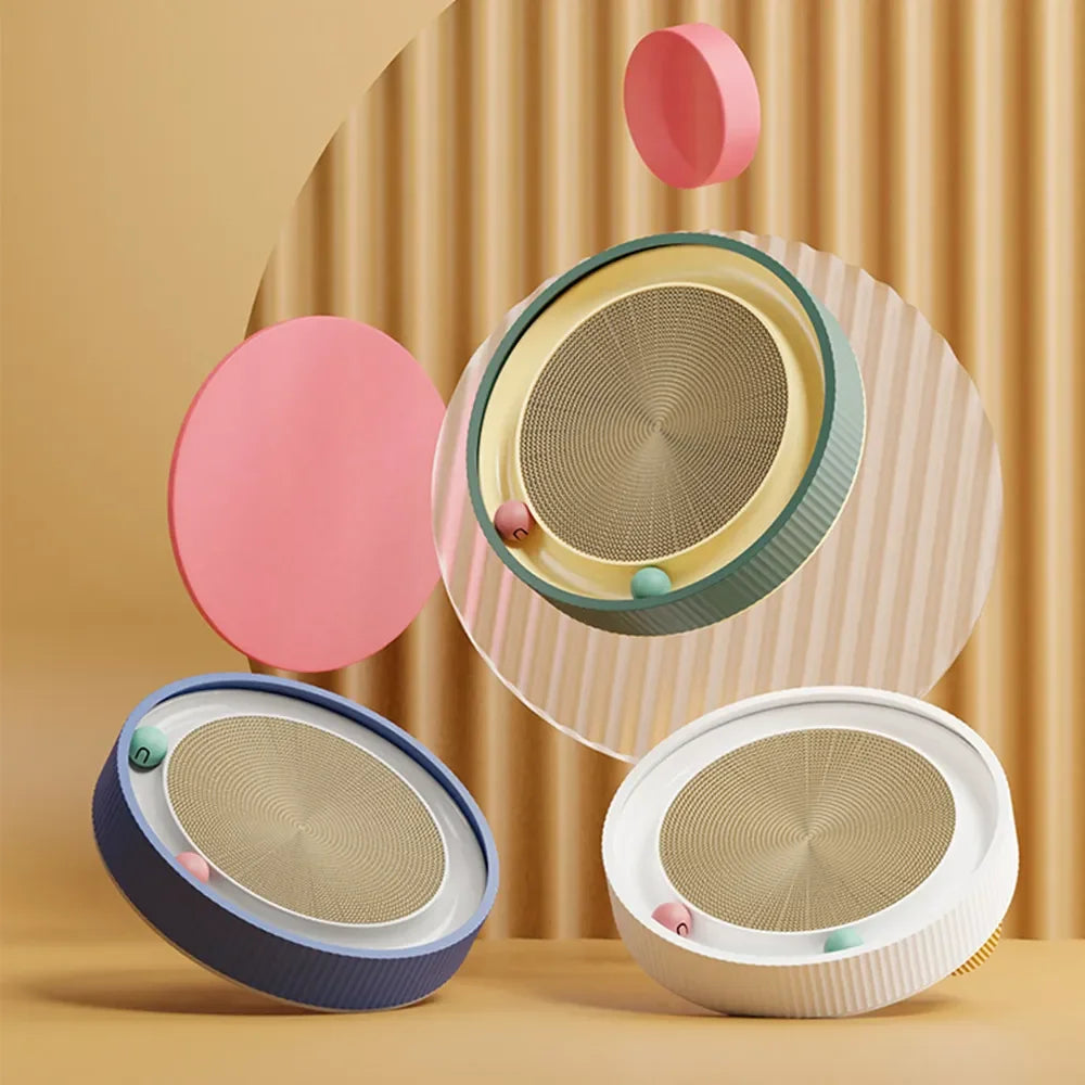 Arranhador Redondo com Cama e Bola Interativa para Gatos | Para Gatos de Todas as Idades | Estimula o Instinto Natural de Arranhar e Proporciona Conforto | Design Durável com Superfície Substituível