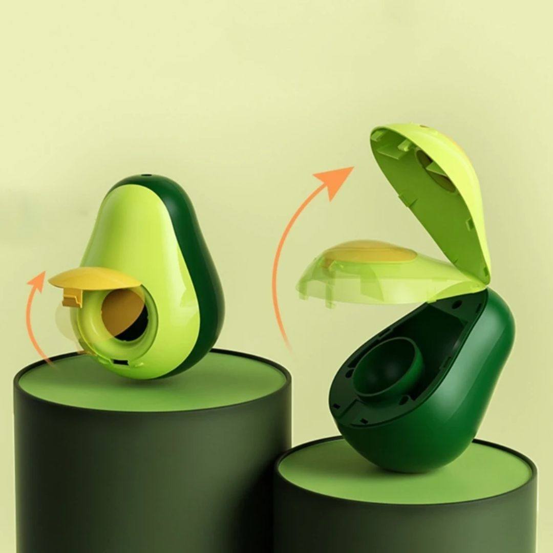 Dispenser de Petiscos com Catnip para Gatos – Abacate AbaCat para Entreter e Relaxar