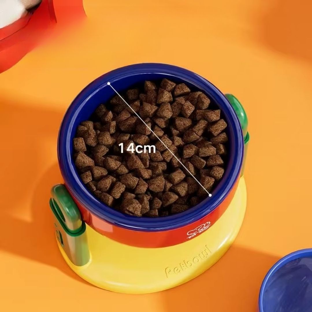 Comedouro Duplo Ajustável para Cães e Gatos – Alimentação Lenta, Dobrável e com 3 Alturas Reguláveis
