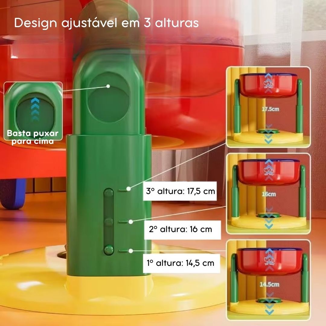 Comedouro Duplo Ajustável para Cães e Gatos – Alimentação Lenta, Dobrável e com 3 Alturas Reguláveis