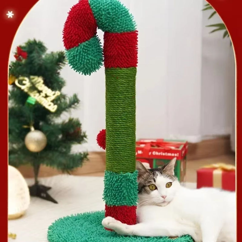 Arranhador de Natal para Gatos | Formato de Árvore de Natal e Bengala Doce | Ideal para Diversão e Bem-Estar dos Gatos | Design Temático e Funcional