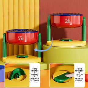 Comedouro Duplo Ajustável para Cães e Gatos – Alimentação Lenta, Dobrável e com 3 Alturas Reguláveis