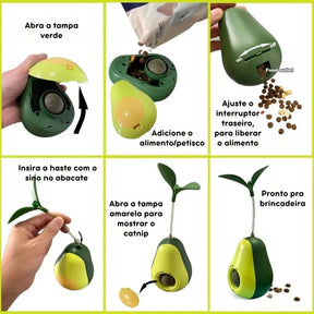 Dispenser de Petiscos com Catnip para Gatos – Abacate AbaCat para Entreter e Relaxar