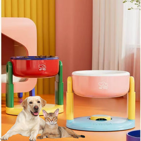 Comedouro Duplo Ajustável para Cães e Gatos – Alimentação Lenta, Dobrável e com 3 Alturas Reguláveis