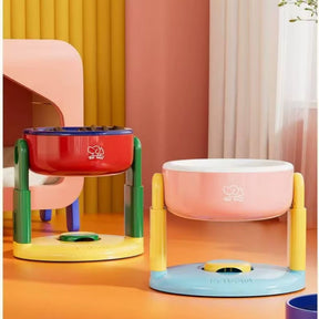 Comedouro Duplo Ajustável para Cães e Gatos – Alimentação Lenta, Dobrável e com 3 Alturas Reguláveis