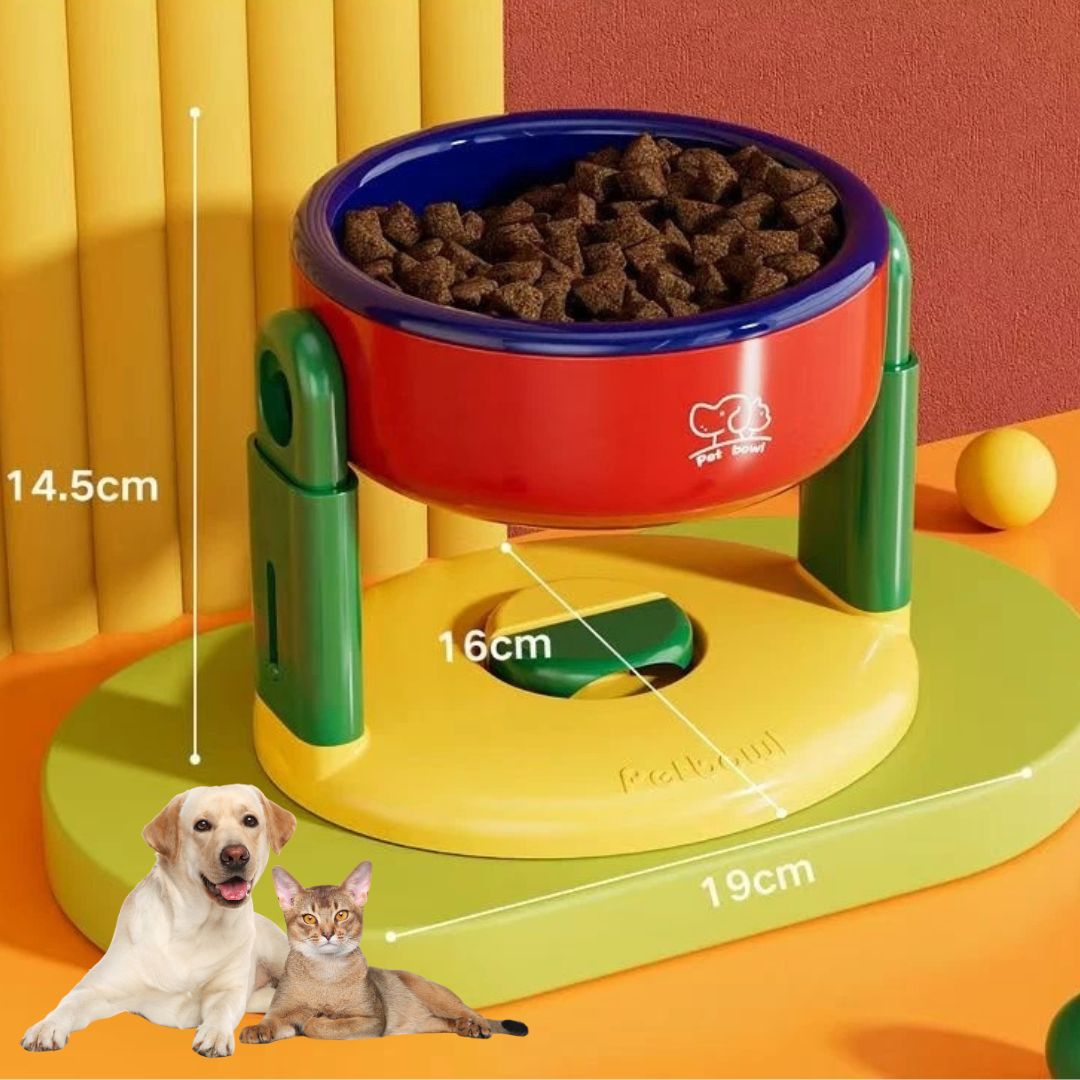 Comedouro Duplo Ajustável para Cães e Gatos – Alimentação Lenta, Dobrável e com 3 Alturas Reguláveis