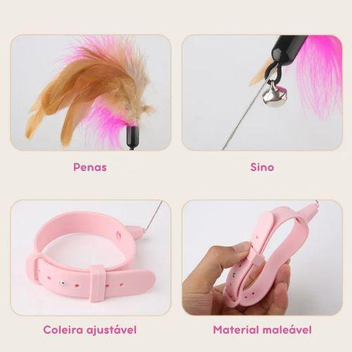 Brinquedo Interativo Coleira Pega-Pena para Gatos –  Estimula o Instinto de Caça e Diversão para Felinos