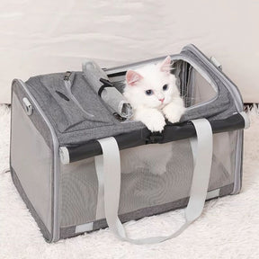 Bolsa de Transporte Respirável para Cães e Gatos | Ideal para Tutores em Viagens e Passeios | Proporciona Conforto e Ventilação para o Pet | Design com Telinhas Visíveis e Seguro