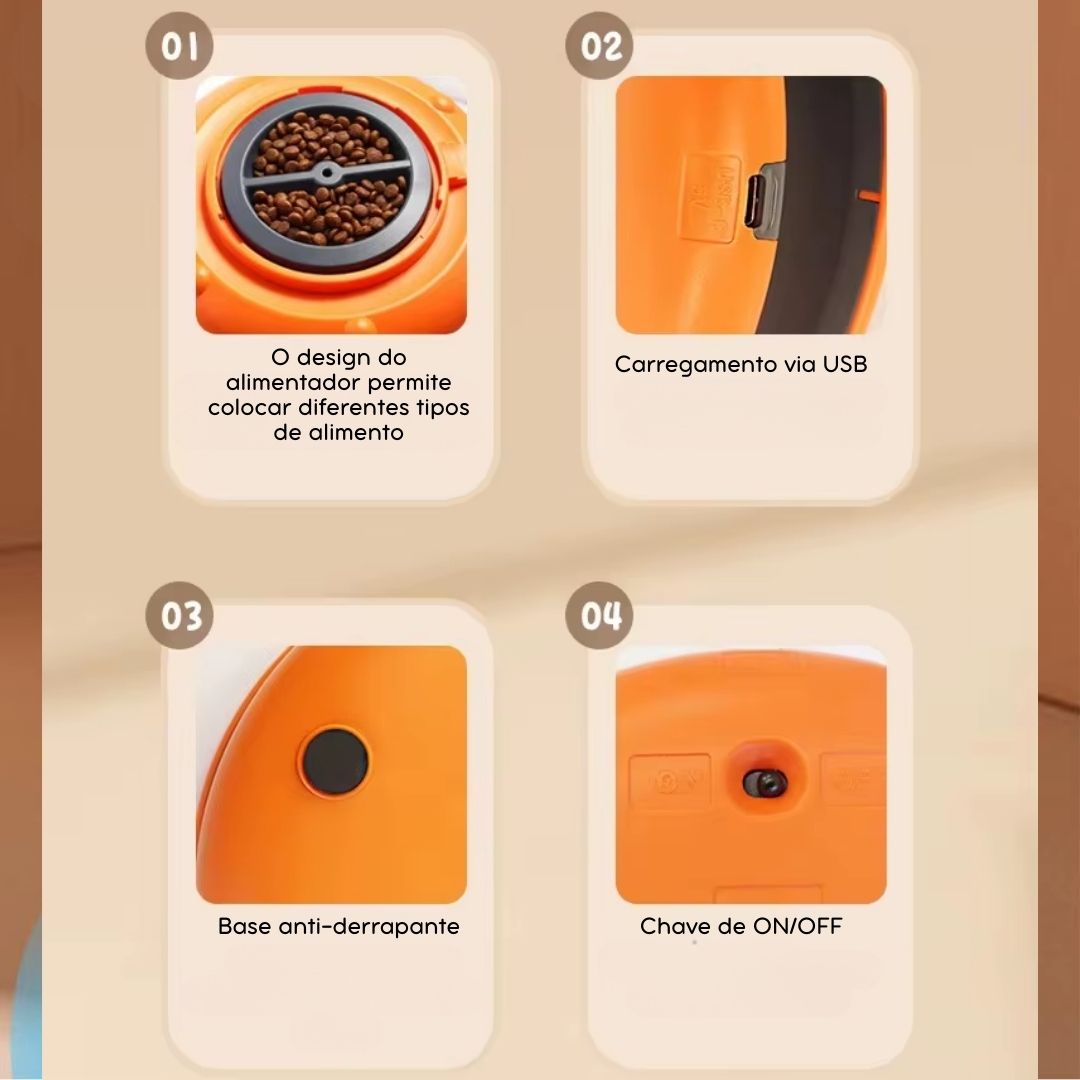 Brinquedo Interativo com Dispensa de Petiscos para Cães e Gatos | Ideal para Pets Ansiosos e Ativos | Estimula a Alimentação Lenta e o Alívio do Estresse | Alimentador Automático com Sistema de Vazamento de Ração