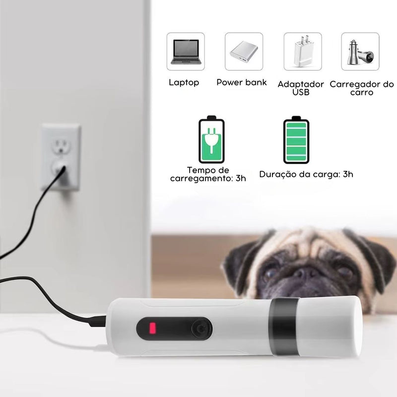 Lixador de Unhas Elétrico Recarregável para Cães e Gatos | Ideal para Tutores que Buscam Praticidade no Corte de Unhas | Promove Unhas Bem Cuidadas sem Estresse | Recarregável via USB e Fácil de Usar