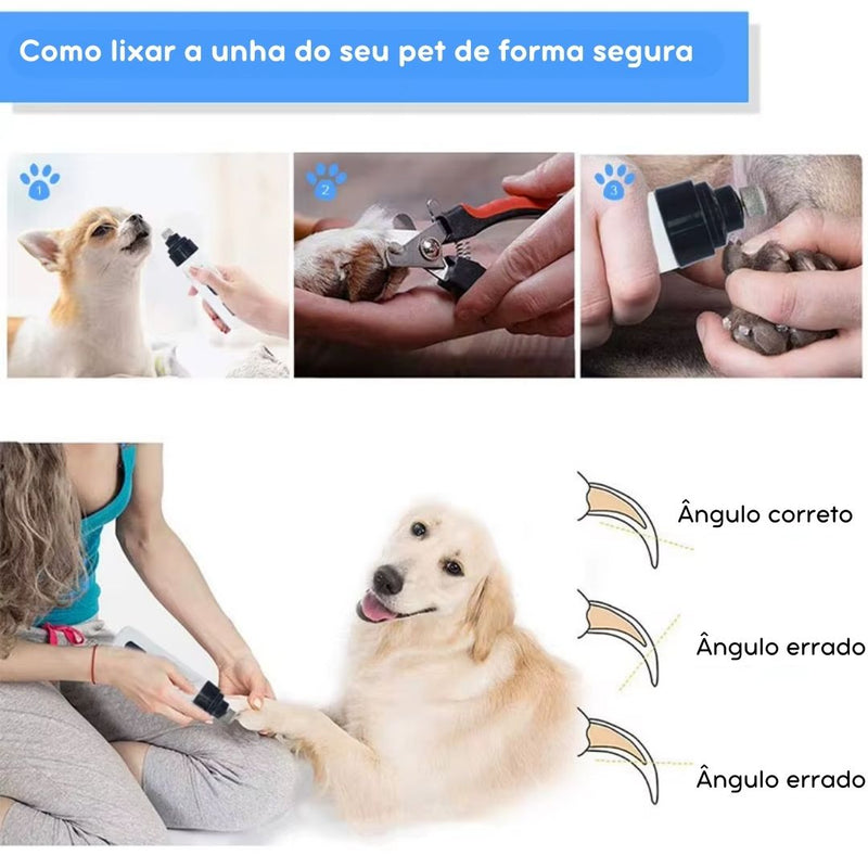 Lixador de Unhas Elétrico Recarregável para Cães e Gatos | Ideal para Tutores que Buscam Praticidade no Corte de Unhas | Promove Unhas Bem Cuidadas sem Estresse | Recarregável via USB e Fácil de Usar