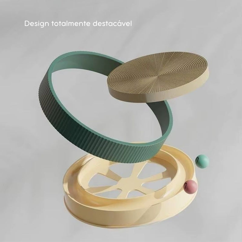Arranhador Redondo com Cama e Bola Interativa para Gatos | Para Gatos de Todas as Idades | Estimula o Instinto Natural de Arranhar e Proporciona Conforto | Design Durável com Superfície Substituível