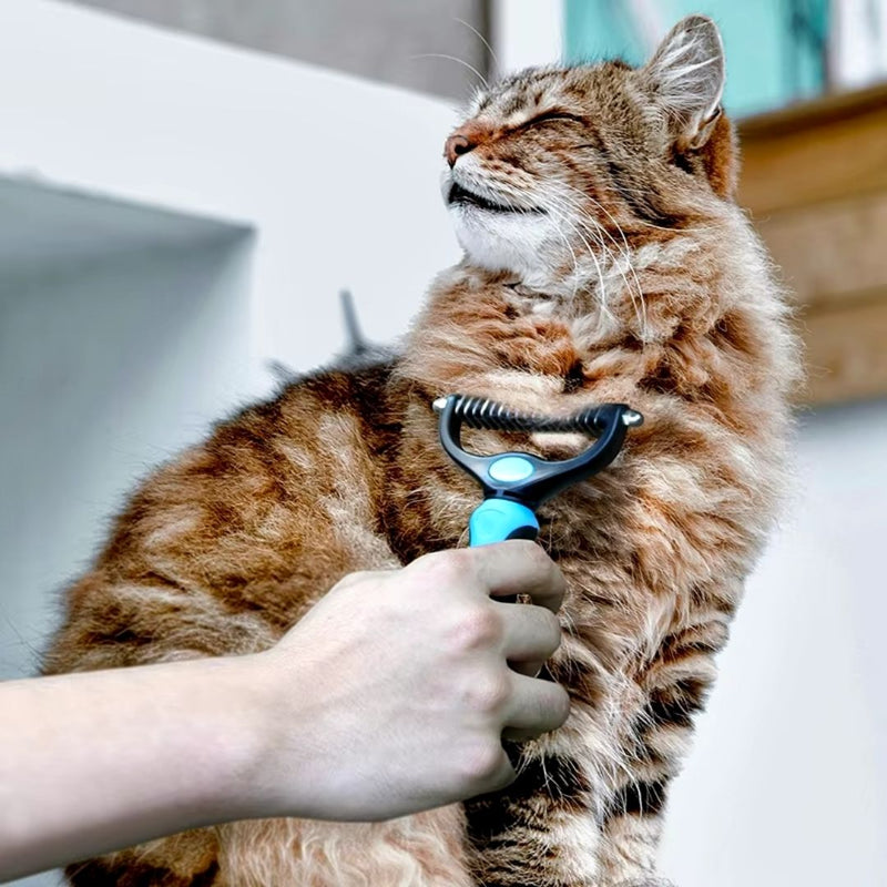 Pente Desembaraçador Profissional para Cães e Gatos - Remove Nós e Pelos Embolados com Cerdas Seguras e Confortáveis