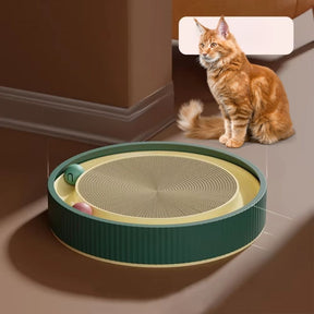 Arranhador Redondo com Cama e Bola Interativa para Gatos | Para Gatos de Todas as Idades | Estimula o Instinto Natural de Arranhar e Proporciona Conforto | Design Durável com Superfície Substituível