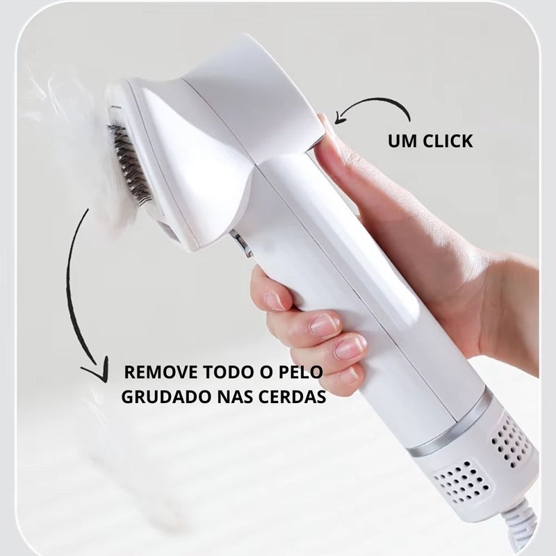 Secador para Pets com Controle de Temperatura | Ideal para Tutores de Cães e Gatos | Seca e Remove Pelos Soltos com Facilidade | Botão de Expulsão de Pelos nas Cerdas