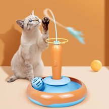 Brinquedo Interativo para Gatos Internos – Entretenimento Inteligente com Penas Giratórias 360° para Estímulo Mental e Exercício Diário