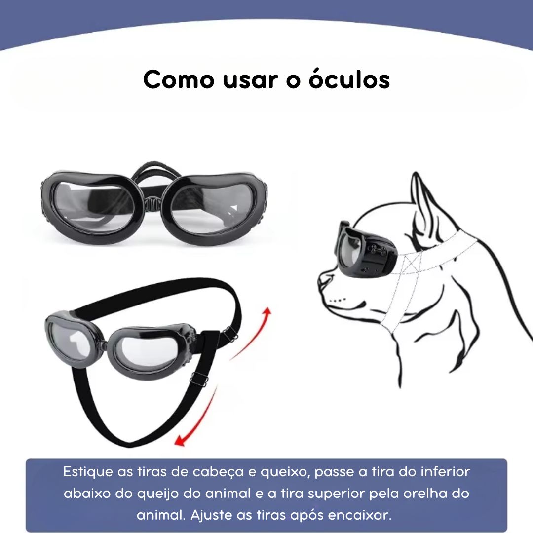 Óculos de Sol para Cães e Gatos – Proteção UV com Design Ventilado à Prova de Vento para Passeios ao Ar Livre