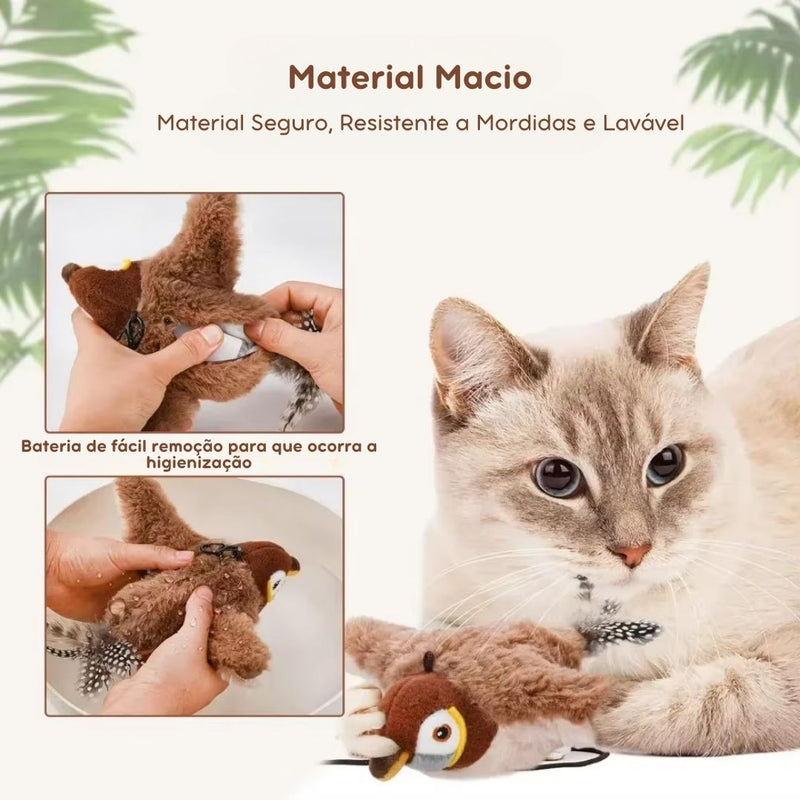 Brinquedo Interativo Pardal Dançando para Gatos – Movimentos Realistas com Catnip e Som de Pássaro