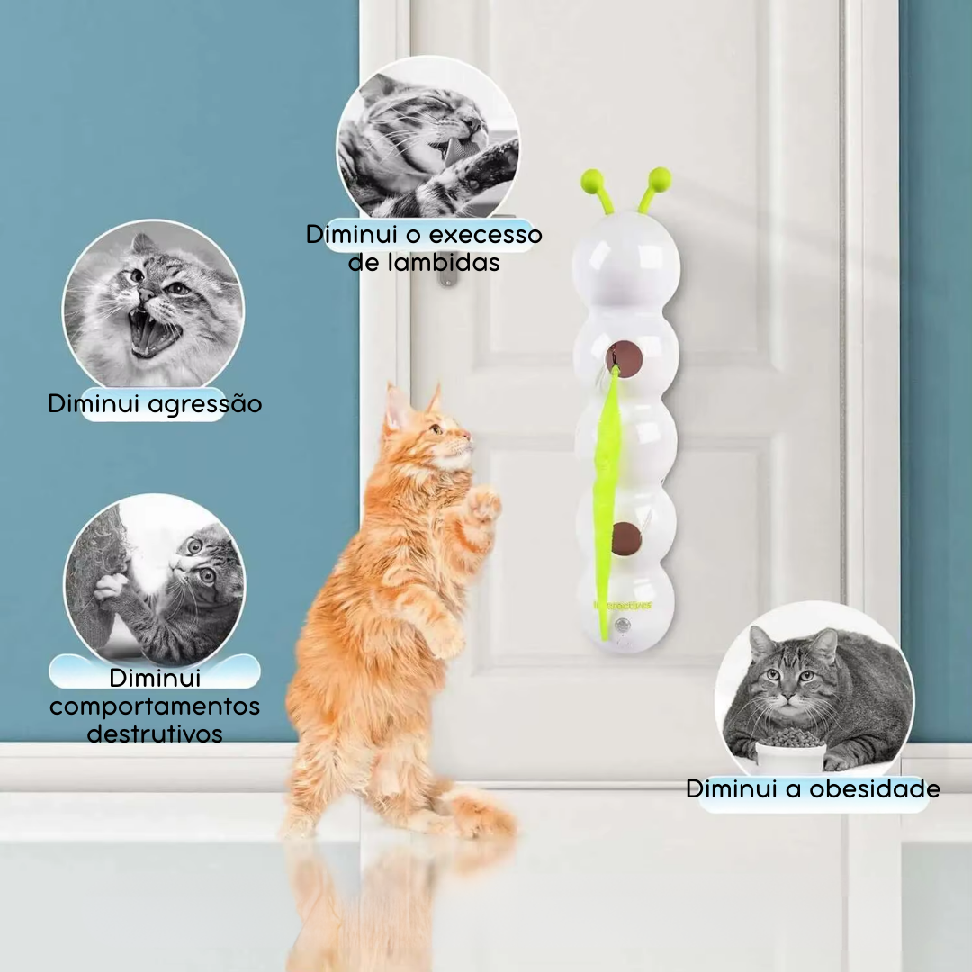 Brinquedo Lagarta Interativa USB para Gatos – Ideal para Estimular o Instinto Caçador com Sensor Inteligente e Resistente a Arranhões