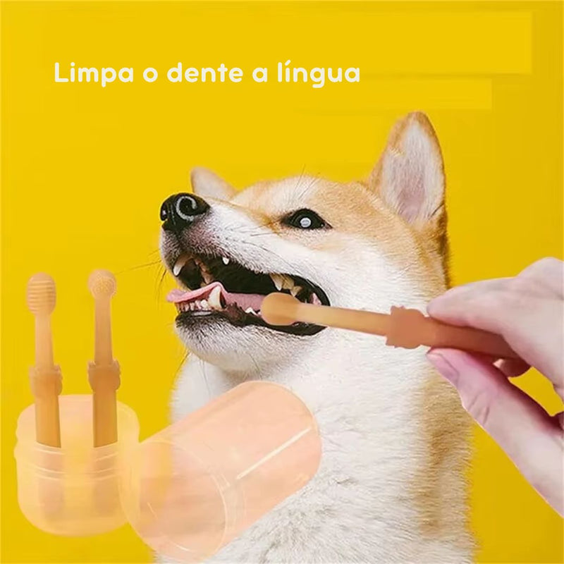 Escova Dental de Silicone para Cães e Gatos | Ideal para Tutores que Buscam Saúde Bucal para seus Pets | Limpa e Branqueia os Dentes com Suavidade | Design Macio e Eficiente