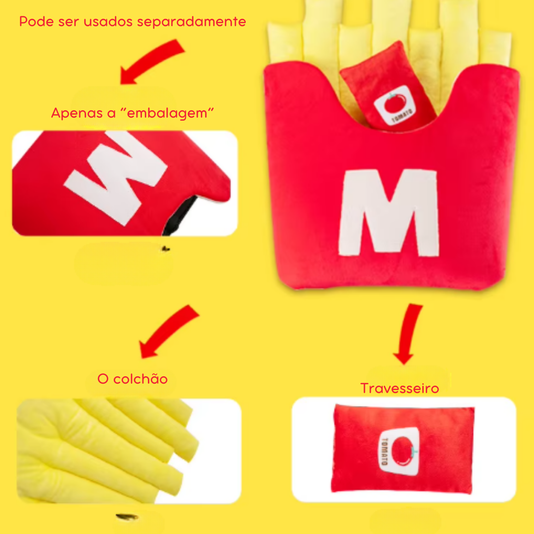 Cama Divertida em Formato de Batata Frita para Cães e Gatos | Ideal para Pets Pequenos e Médios | Oferece Conforto e Estilo Único | Design Temático e Lavável