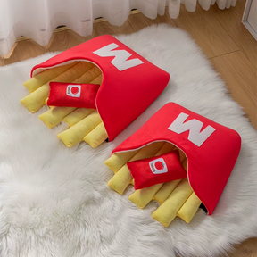 Cama Divertida em Formato de Batata Frita para Cães e Gatos | Ideal para Pets Pequenos e Médios | Oferece Conforto e Estilo Único | Design Temático e Lavável
