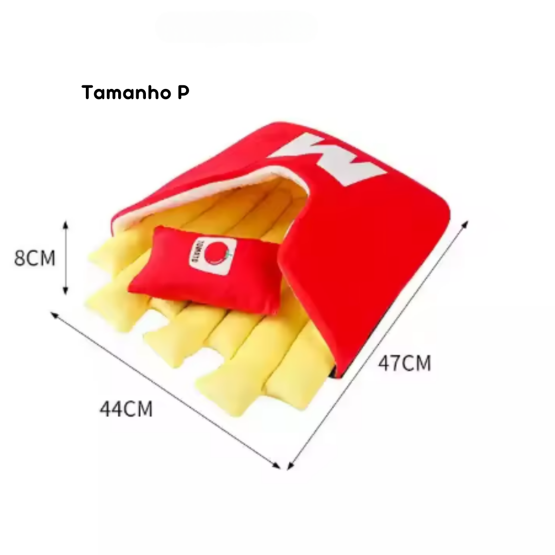 Cama Divertida em Formato de Batata Frita para Cães e Gatos | Ideal para Pets Pequenos e Médios | Oferece Conforto e Estilo Único | Design Temático e Lavável