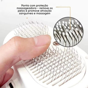 Escova Removedora de Pelos 3 em 1 com Vapor para Cães e Gatos – Pente, Spray e Alisador para Limpeza Profunda com Um Clique