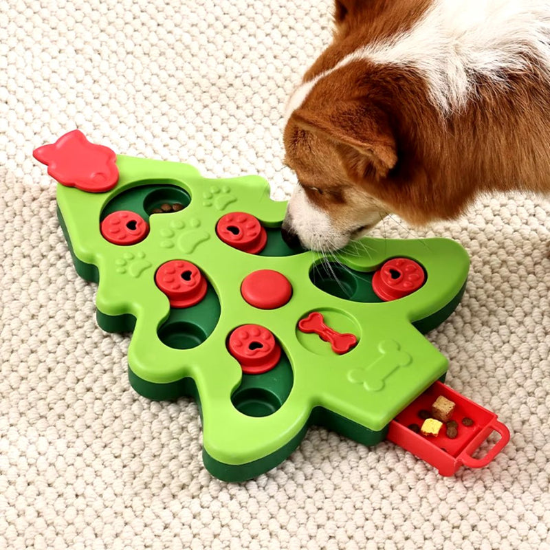 Brinquedo Comedouro Interativo de Natal para Cães e Gatos – Estímulo Mental com Petiscos e Ração