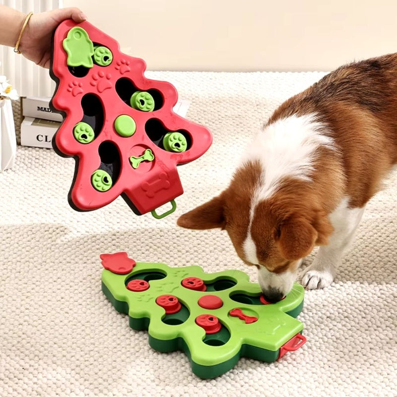 Brinquedo Comedouro Interativo de Natal para Cães e Gatos – Estímulo Mental com Petiscos e Ração